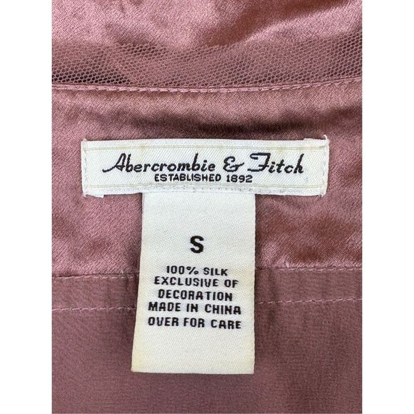 Abercrombie & Fitch 100% Silk Mesh Trim Satin Cami Tank Top Pink Y2K V-Neck VTG - Picture 4 of 7